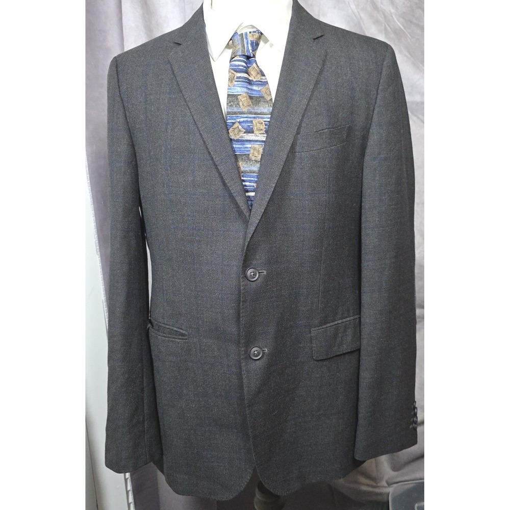 Hugo Boss Blazer Men 42L Charcoal Grey The Smith9_1 Wool Elbow Patches Windowpne